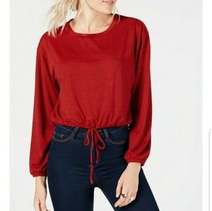 Almost Famous Junior's Stripes Drawnstrip Tops